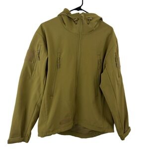 Highland Tactical Mens Softshell Hooded Jacket Coyote Tan Fleece Lined Tactical